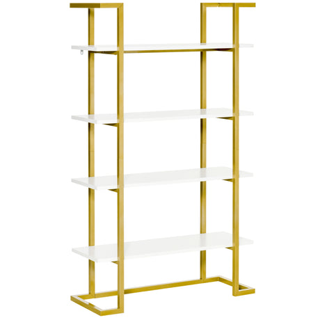 easycomfort easycomfort mobile libreria a 4 livelli rialzato e multiuso in mdf e acciaio 92x35x152cm