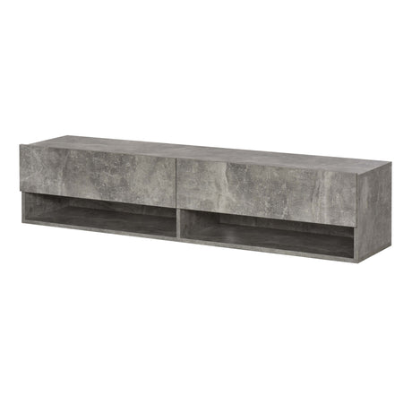 easycomfort easycomfort mobile porta tv sospeso con 4 vani e 2 ante a ribalta consolle per tv fino 60e fori per cavi grigio 140x32x31cm ean 8054111846400