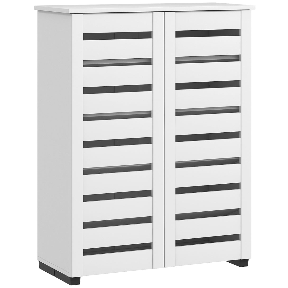 easycomfort easycomfort mobile scarpiera a 5 livelli con 4 ripiani regolabili e ante a doghe in legno 76x33px98 cm bianco