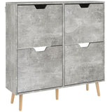 easycomfort easycomfort mobile scarpiera con 4 cassetti ribaltabili a 2 livelli per 16 paia in legno 95x26x95 cm grigio
