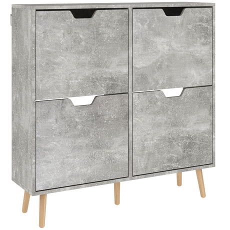easycomfort easycomfort mobile scarpiera con 4 cassetti ribaltabili a 2 livelli per 16 paia in legno 95x26x95 cm grigio