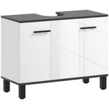easycomfort easycomfort mobile sottolavabo bagno con armadietto 2 ante e ripiano regolabile 80x34x60 cm bianco lucido
