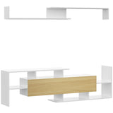 easycomfort easycomfort mobile tv con mensola a muro ripiani aperti e armadietto in legno bianco e legno naturale