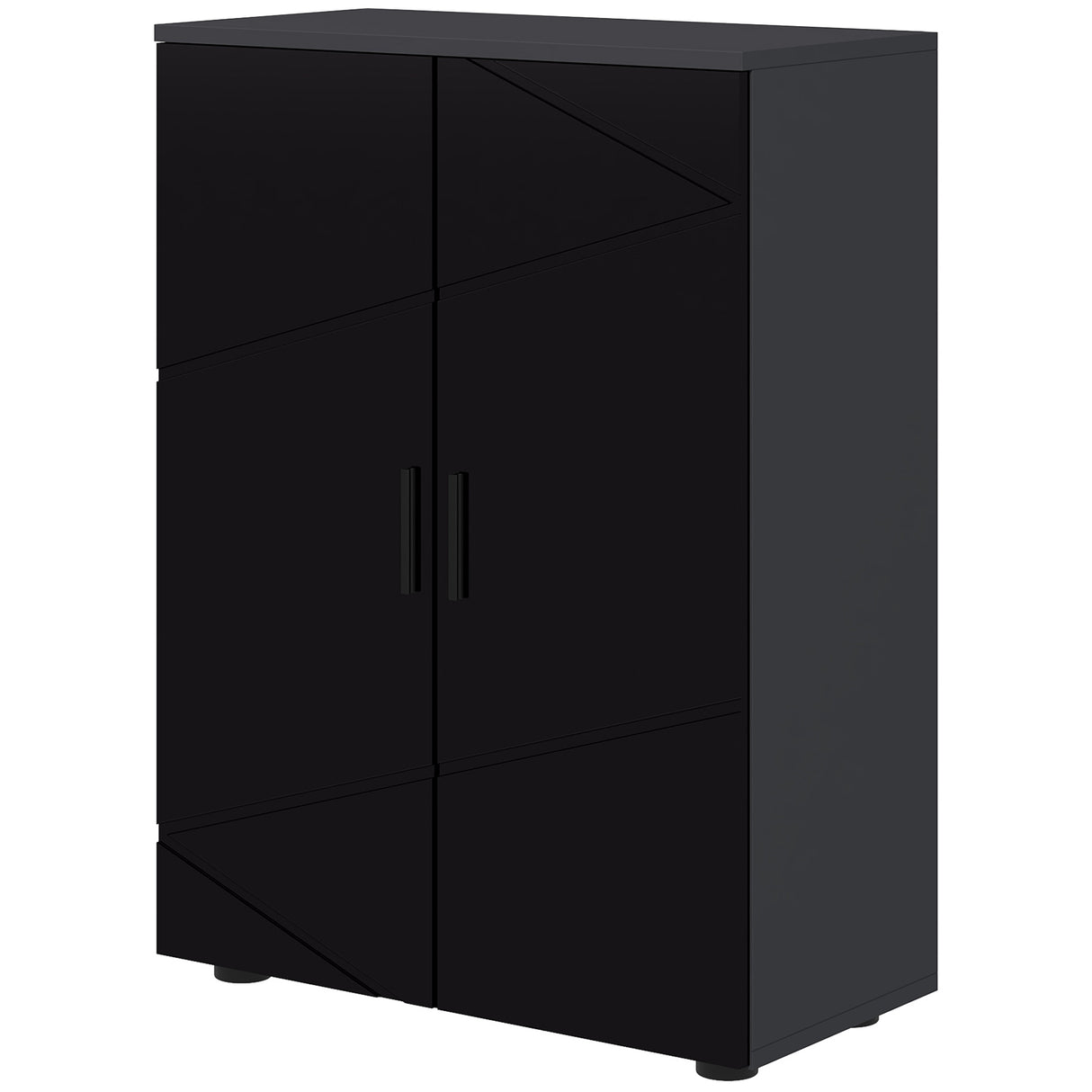 easycomfort easycomfort mobiletto bagno 2 ante in legno con 3 ripiani e chiusura ammortizzata 60x30x82cm nero