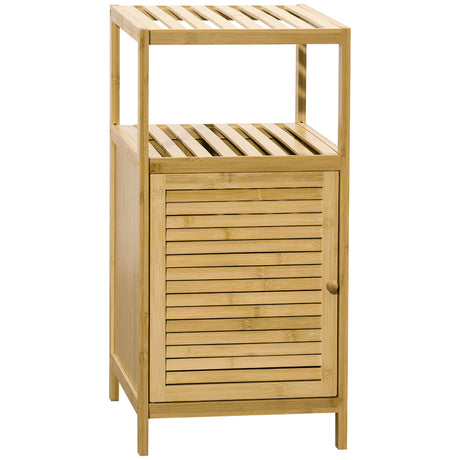 easycomfort easycomfort mobiletto bagno in bambu a doghe con armadietto a unanta 33x36 5x67cm colore legno naturale