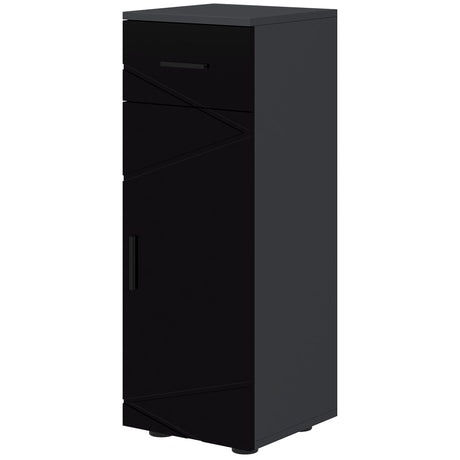 easycomfort easycomfort mobiletto bagno in truciolato con cassetto e armadietto a 2 livelli regolabili 30x30x82 cm nero e grigio