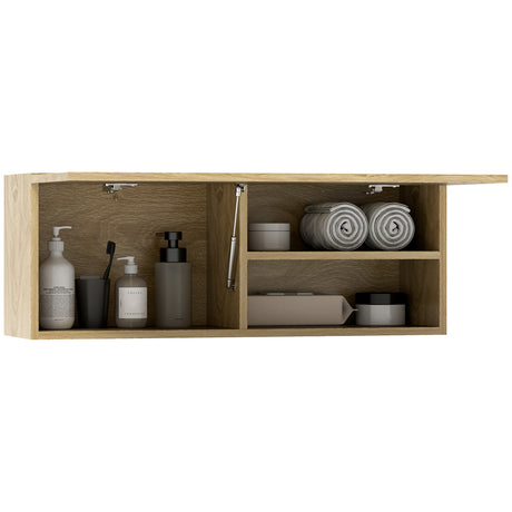 easycomfort easycomfort mobiletto bagno pensile con anta a ribalta e ripiani 80x25x30 cm legno naturale