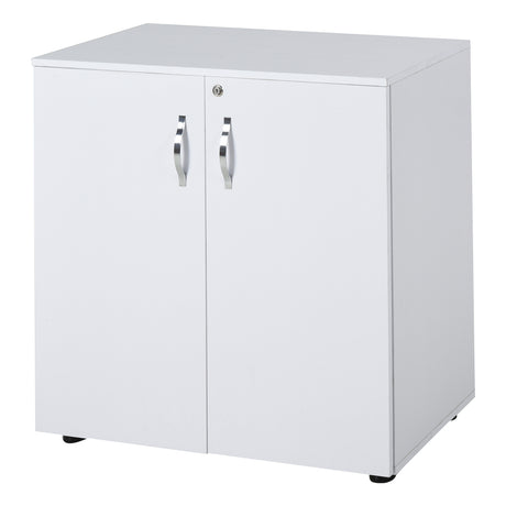 easycomfort easycomfort mobiletto da ufficio multiuso con serratura armadietto per documenti con 2 ante e mensola interna in legno bianco 80x40x80cm