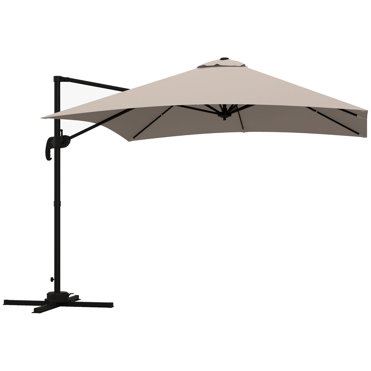 easycomfort easycomfort ombrellone 3x3 m a braccio con 8 stecche pedale e manovella in alluminio e poliestere color khaki