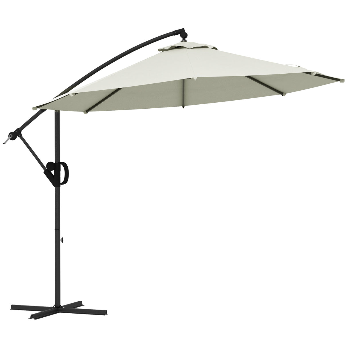 easycomfort easycomfort ombrellone a braccio a 8 stecche con base a croce in alluminio metallo e poliestere 3x2 6 m crema