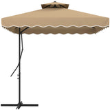 easycomfort easycomfort ombrellone a sbalzo con doppio tetto apertura a manovella e base a croce 2 5x2 5m cachi