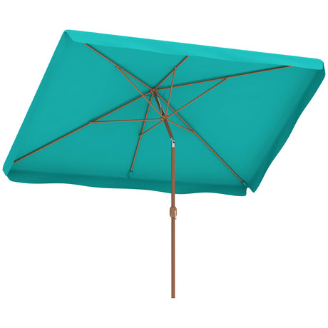 easycomfort easycomfort ombrellone da giardino 2x3 m con apertura a manovella inclinabile e anti uv 50 turchese