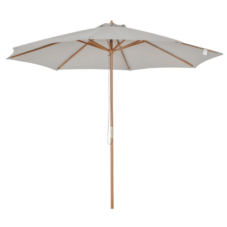 easycomfort easycomfort ombrellone da giardino 3 m con palo in legno 8 stecche e parasole in poliestere grigio