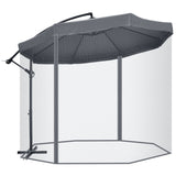 easycomfort easycomfort ombrellone da giardino 3x3 m con zanzariera apertura a manovella e base a croce grigio scuro