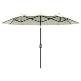 easycomfort easycomfort ombrellone da giardino doppio inclinabile con apertura a manovella 285x147x227cm beige
