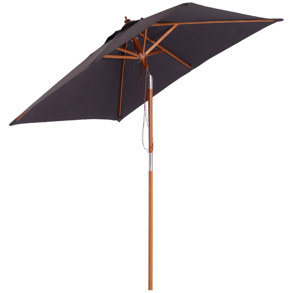 easycomfort easycomfort ombrellone da giardino inclinabile 2x1 5 m con 6 stecche e palo in legno di abete grigio scuro