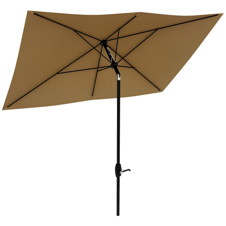 easycomfort easycomfort ombrellone da giardino rettangolare 3x2 m con apertura a manovella e inclinabile caffe