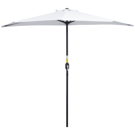 easycomfort easycomfort ombrellone da terrazza a mezzaluna con apertura a manovella e palo a 2 sezioni 2 6x1 35 m bianco