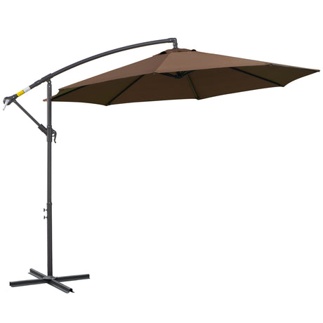 easycomfort easycomfort ombrellone decentrato 3x2 5 m con base a croce e manovella in acciaio e poliestere color caffe