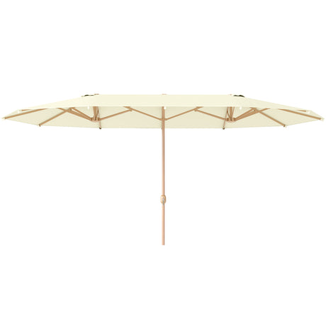 easycomfort easycomfort ombrellone doppio con apertura a manovella in acciaio inox e poliestere 455x265x238 cm beige