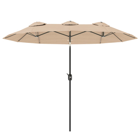 easycomfort easycomfort ombrellone doppio inclinabile a 45 con manovella e prese daria in acciaio e poliestere 285x147x227 cm caffe