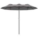 easycomfort easycomfort ombrellone doppio inclinabile a 45 con manovella e prese daria in acciaio e poliestere 285x147x227 cm grigio