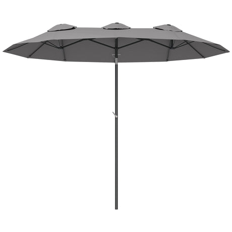 easycomfort easycomfort ombrellone doppio inclinabile a 45 con manovella e prese daria in acciaio e poliestere 285x147x227 cm grigio