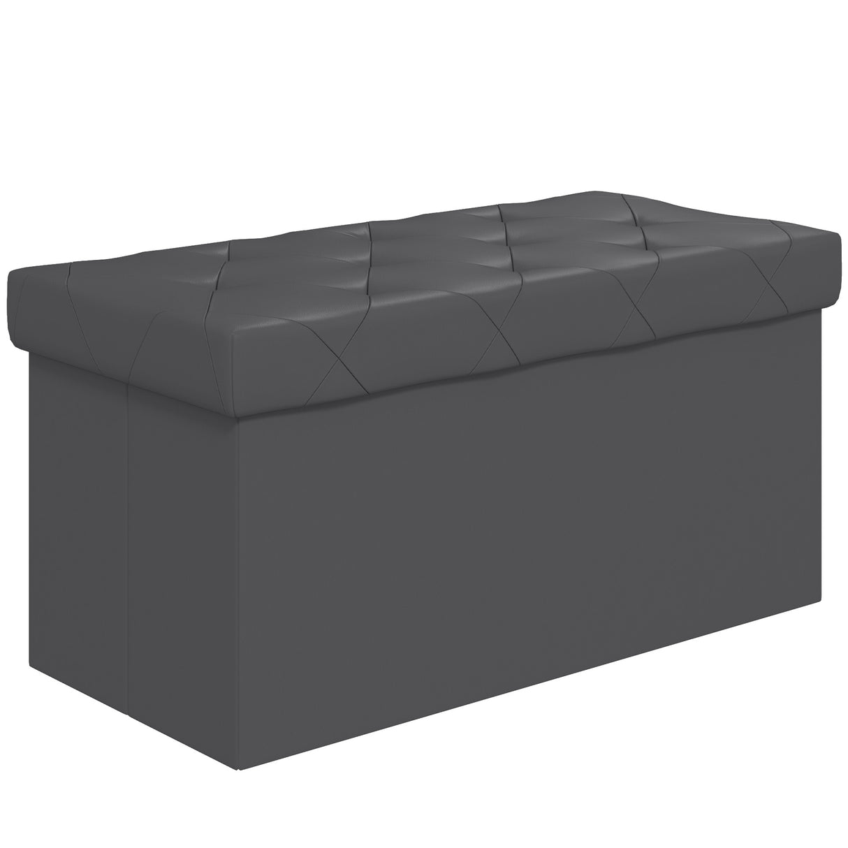easycomfort easycomfort panca contenitore pieghevole da 84l coperchio imbottito e rivestimento finta pelle 76x38x38cm grigio