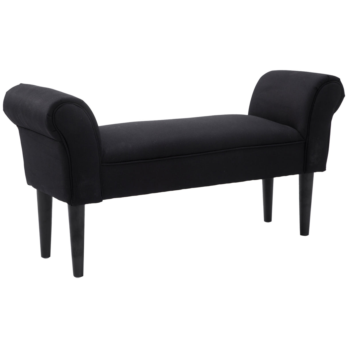 easycomfort easycomfort panca fondo letto imbottita con braccioli arrotolati 102x35x51cm nero