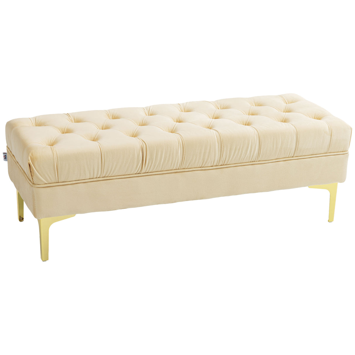 easycomfort easycomfort panca fondo letto imbottita con rivestimento trapuntato in tessuto effetto velluto 118x45x42 cm beige