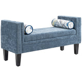 easycomfort easycomfort panca fondoletto con braccioli trapuntati e 2 cuscini in ciniglia e legno 115 5x45x56 cm grigio e nero