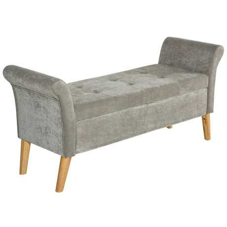 easycomfort easycomfort panca fondoletto con vano contenitore in stile vintage pouf imbottito panca per ingresso e camera con braccioli grigio ean 8054144137278