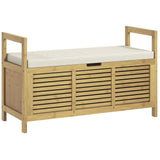 easycomfort easycomfort panca scarpiera a doghe da ingresso con design a ribalta in legno di bambu 100x40x60 cm