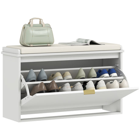 easycomfort easycomfort panca scarpiera con ripiano interno in legno e tessuto effetto lino 80x26x47 5 cm bianca e beige
