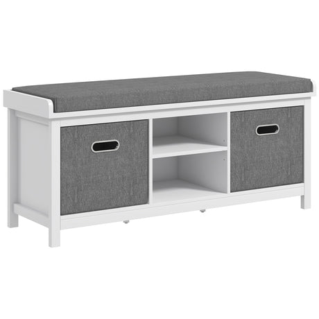 easycomfort easycomfort panca scarpiera con ripiano regolabile a 3 livelli e 2 cassetti in truciolato 105x35x47 cm bianca e grigia