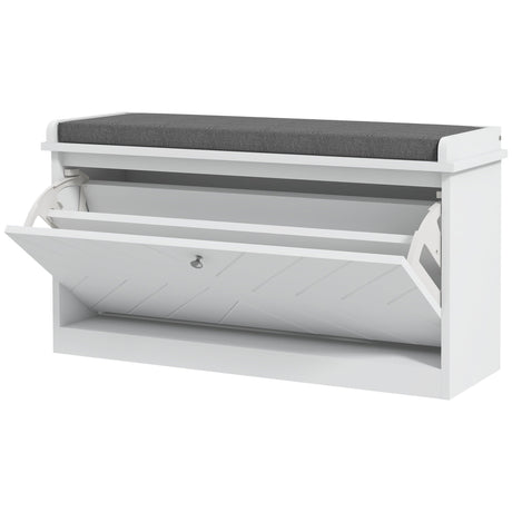 easycomfort easycomfort panca scarpiera salvaspazio con cuscino e cassetto ribaltabile per 8 paia di scarpe bianco