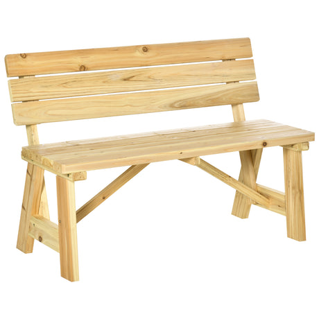 easycomfort easycomfort panchina da giardino in legno 2 posti a doghe con schienale alto 116x56x80cm colore naturale