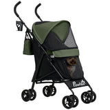easycomfort easycomfort passeggino per cani con 2 finestre a rete in acciaio e tessuto oxford 76x44x103 cm nero e verde scuro