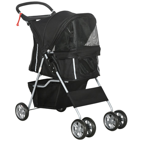 easycomfort easycomfort passeggino per cani pieghevole con cestino e portabicchiere peso max 10 kg 75x45x97cm nero