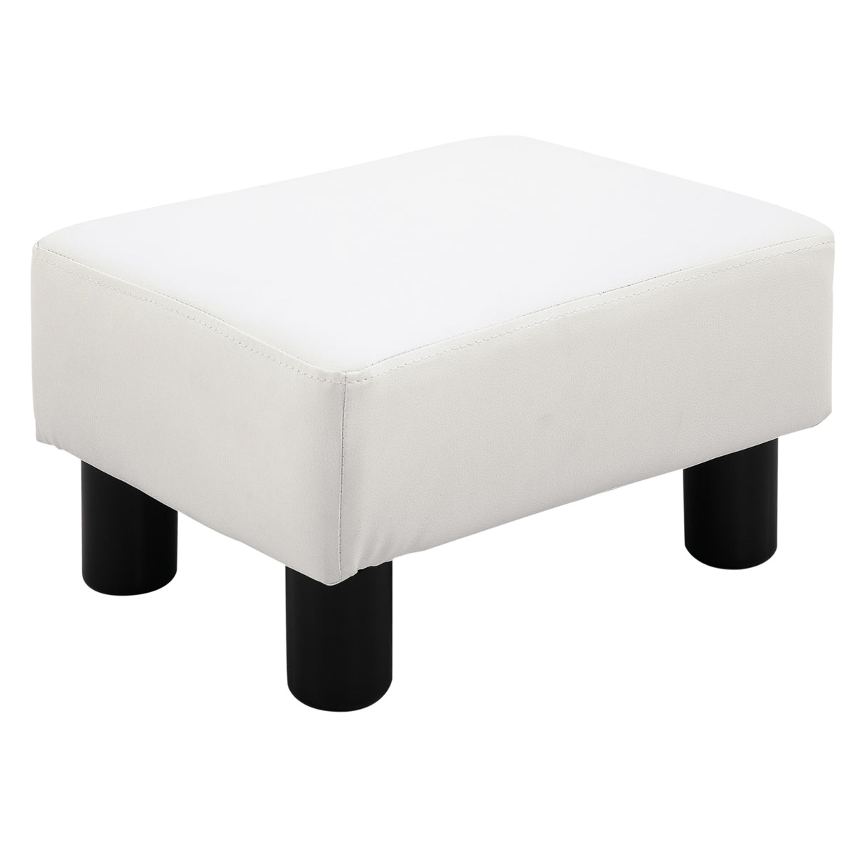 easycomfort easycomfort poggiapiedi rettangolare imbottito e rivestito in finta pelle bianca per soggiorno e ingresso 40x30x24 cm