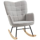 easycomfort easycomfort poltrona a dondolo imbottita in legno e acciaio con rivestimento boucle 71x98x101 cm grigio