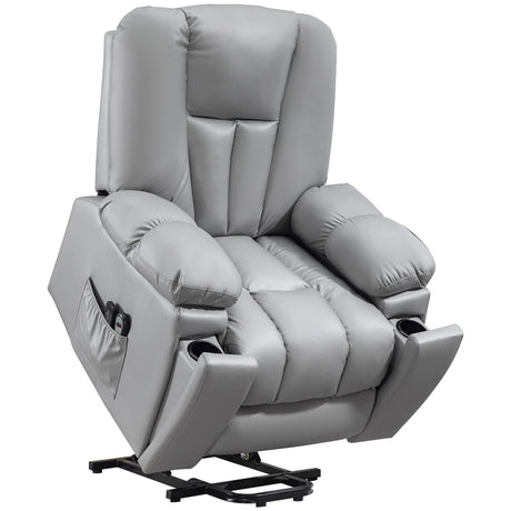 easycomfort easycomfort poltrona alzapersona reclinabile con 8 punti massaggianti e telecomando in microfibra 94x96x106 cm grigio