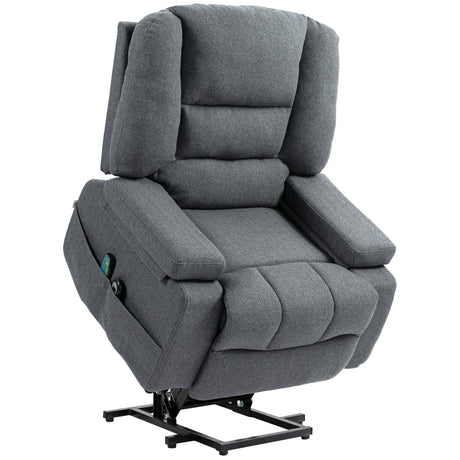 easycomfort easycomfort poltrona alzapersona reclinabile con 8 punti massaggianti in tessuto effetto lino 97x90x102 cm grigio