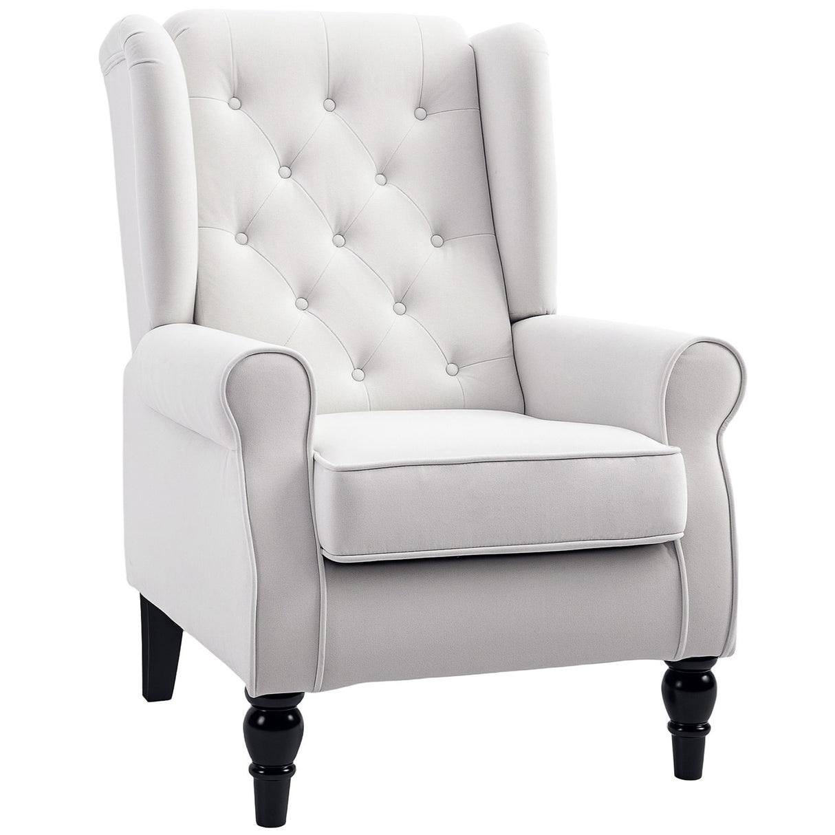 easycomfort easycomfort poltrona da salotto imbottita in tessuto con schienale trapuntato 74x86x102cm bianco crema