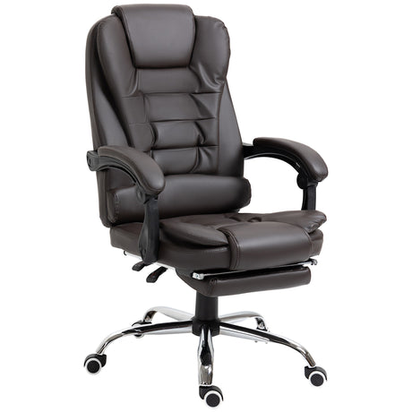 easycomfort easycomfort poltrona da ufficio reclinabile in stile presidenziale con poggiapiedi 64 5x69x109 117 cm color caffe