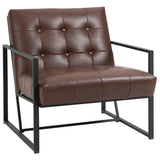 easycomfort easycomfort poltrona imbottita stile industriale trapuntata a bottoni arredamento moderno poltroncina da ingresso in metallo e pu 75x81x78cm marrone