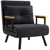 easycomfort easycomfort poltrona letto 3 in 1 con schienale reclinabile in 5 posizioni e cuscino 63x73x81 cm nero