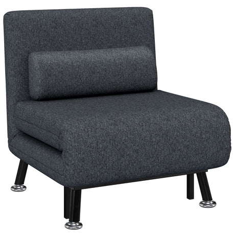 easycomfort easycomfort poltrona letto 3 in 1 con schienale regolabile e cuscino in tessuto effetto lino e acciaio grigio scuro