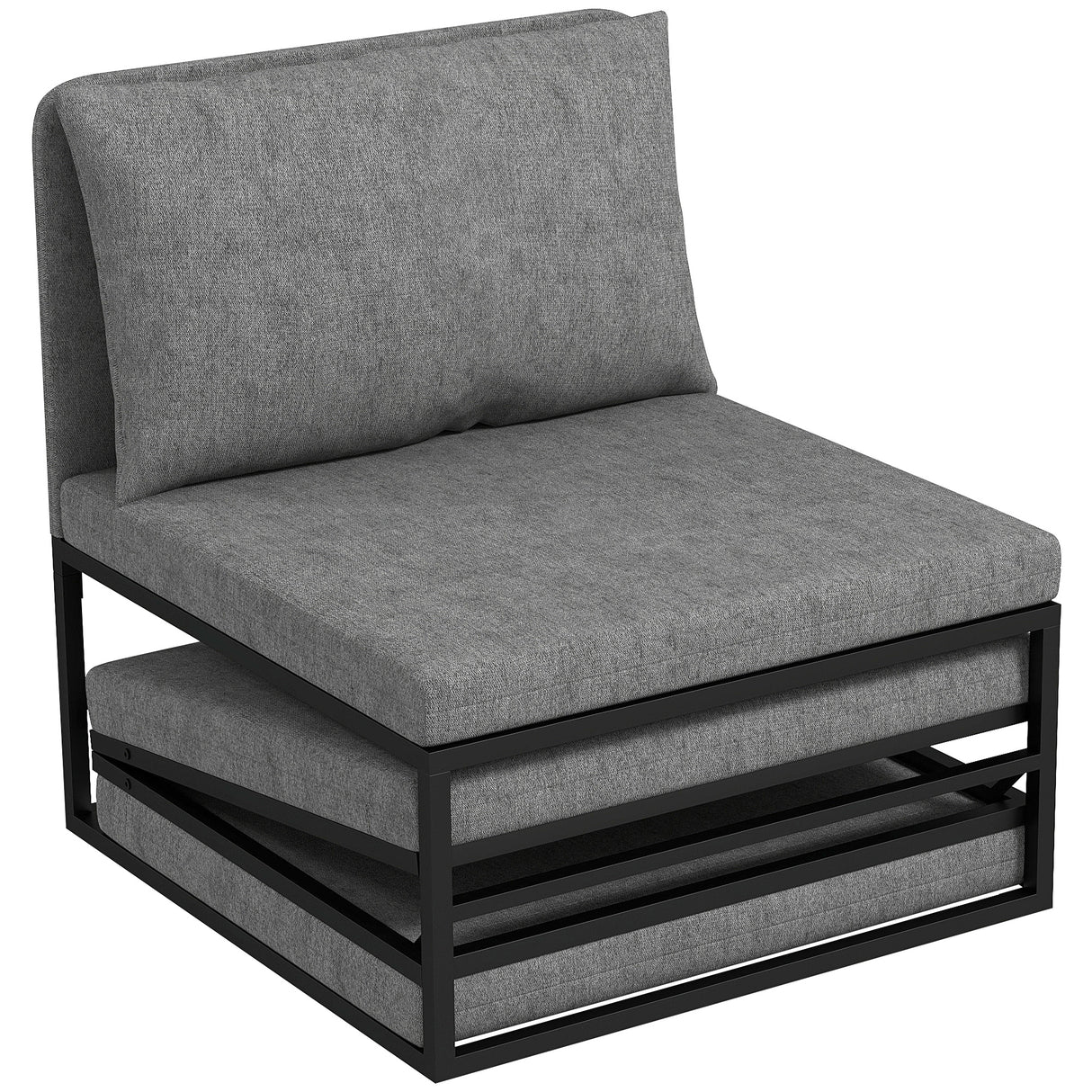 easycomfort easycomfort poltrona letto con cuscino e copertura protettiva in tessuto effetto lino e metallo 66x70x74 cm grigio