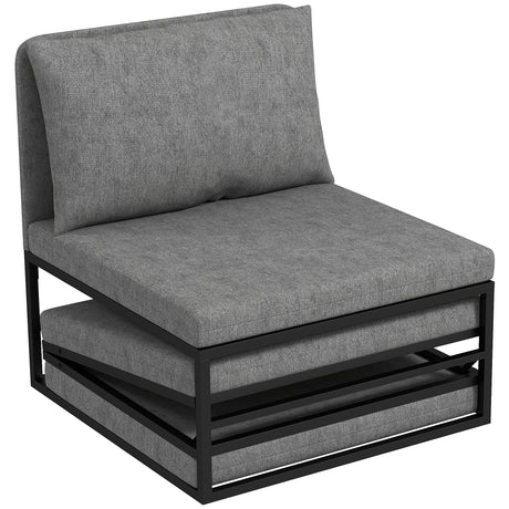 easycomfort easycomfort poltrona letto con cuscino e copertura protettiva in tessuto effetto lino e metallo 66x70x74 cm grigio